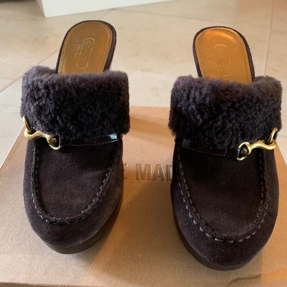 Coach suede/fur mule